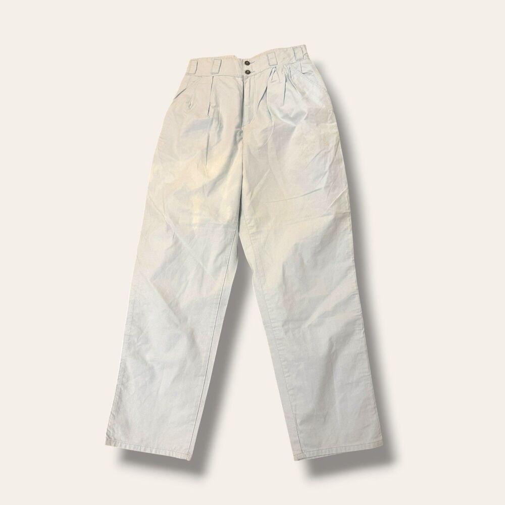 62 EAST Pants Women JRS 11/12 Light Blue Cotton Pleated Front Straight Leg FLAWS